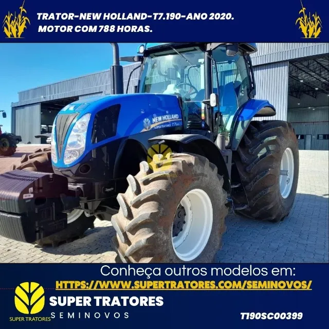Trator New Holland T7.190 ano 2020.